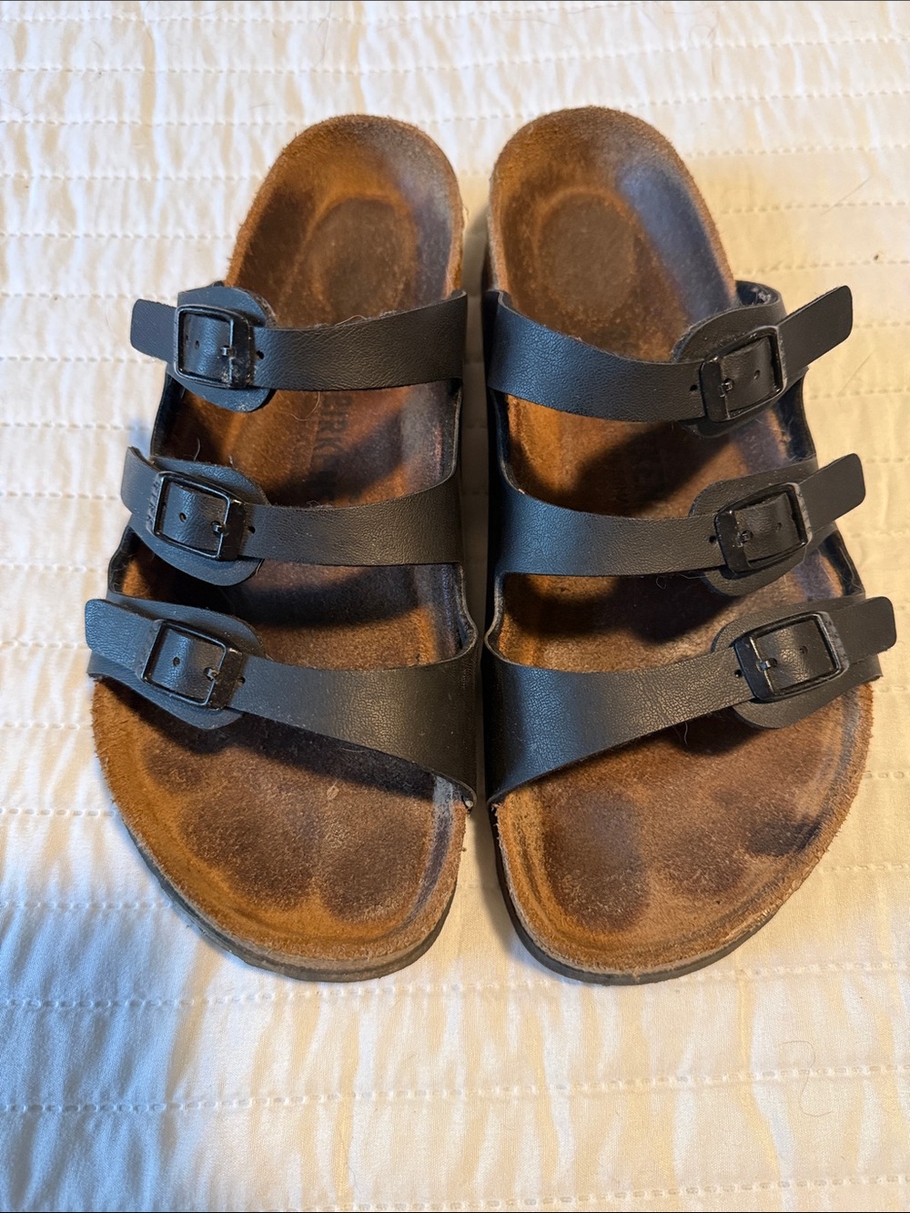 Birkenstock Black Triple-Strap Cork Footbed Sandals
